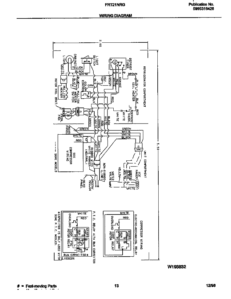 WIRING DIAGRAM Diagram and Parts List for FRT21NRGB2  Frigidaire Refrigerator