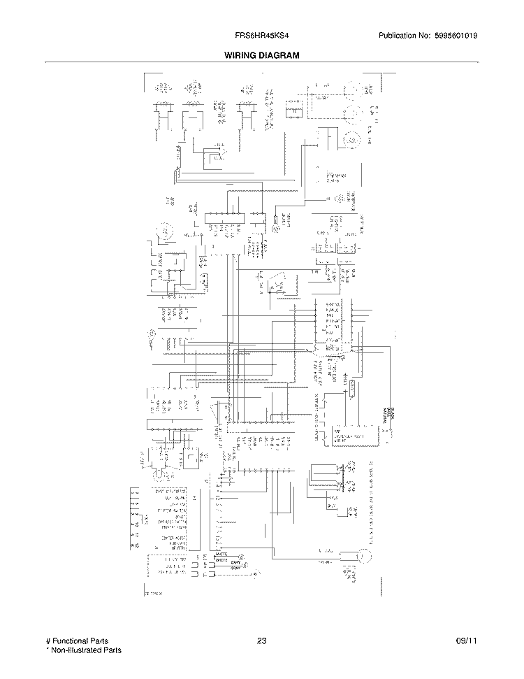 WIRING DIAGRAM Diagram and Parts List for FRS6HR45KS4  Frigidaire Refrigerator