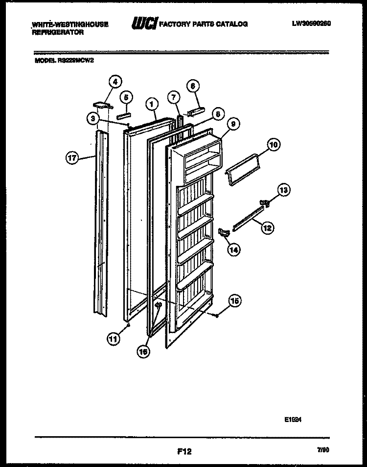 REFRIGERATOR DOOR PARTS Diagram and Parts List for RS229MCD2  Frigidaire Refrigerator