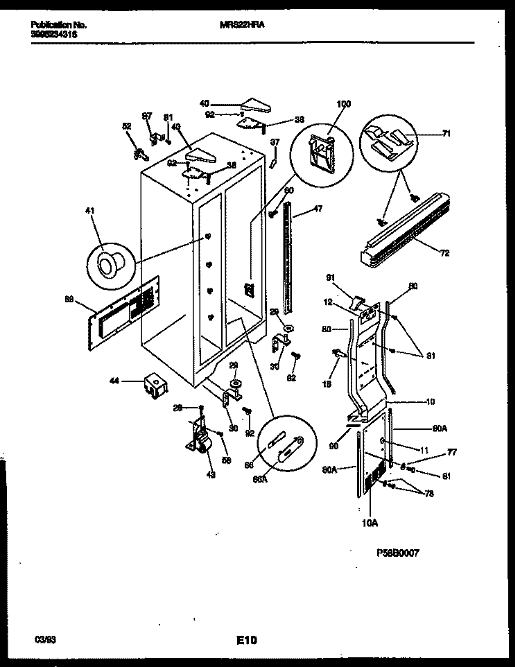 CABINET PARTS Diagram and Parts List for MRS22HRAD0  Frigidaire Refrigerator