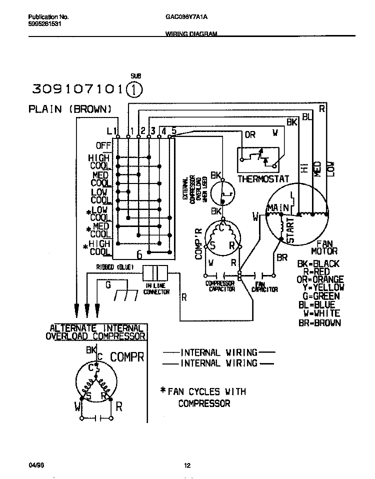 WIRING DIAGRAM Diagram and Parts List for GAC086Y7A1A  Gibson Air Conditioner