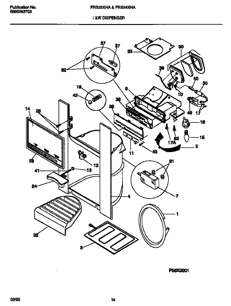 I & W DISPENSER Diagram and Parts List for FRS22XHAB2  Frigidaire Refrigerator