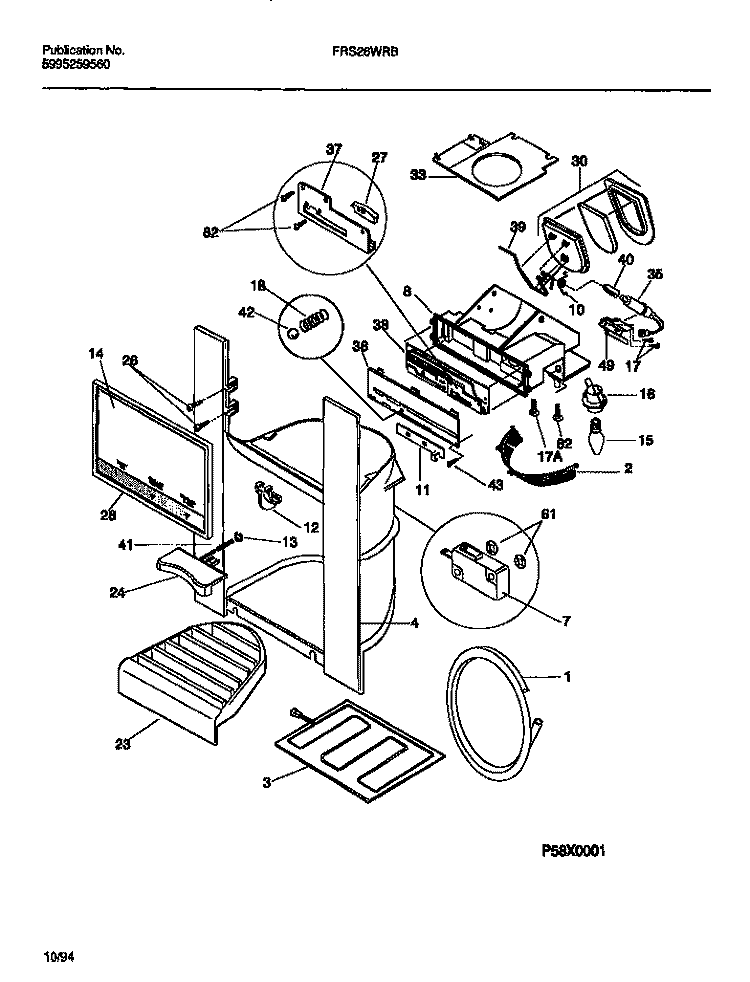 I & W DISPENSER (DOOR) Diagram and Parts List for FRS26WRBD0  Frigidaire Refrigerator