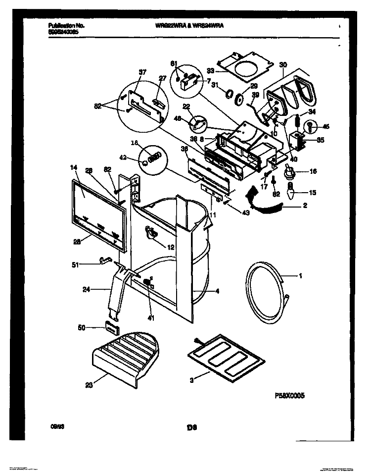 ICE DOOR, DISPENSER AND WATER TANKS Diagram and Parts List for WRS22WRAW0  Frigidaire Refrigerator