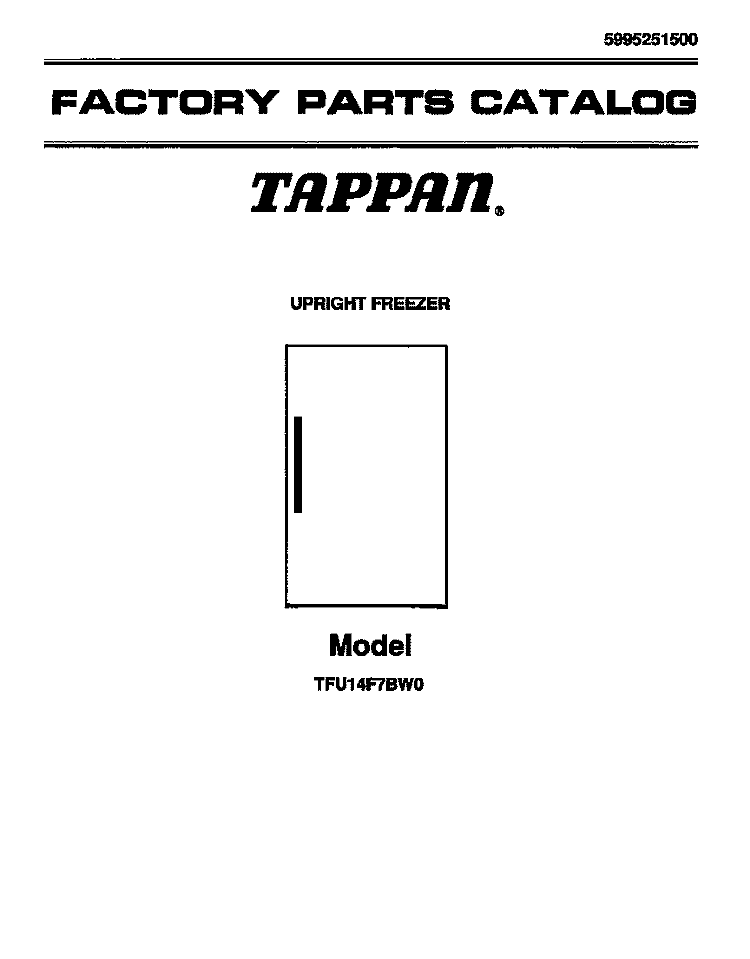 COVER Diagram and Parts List for TFU14F7BW1  Tappan Freezer