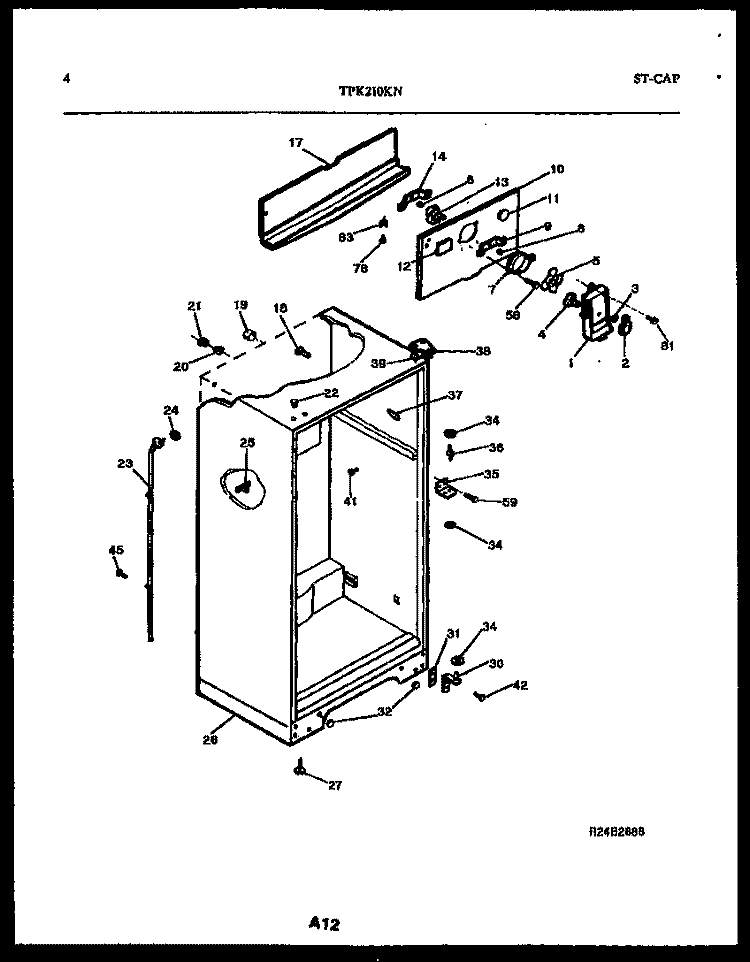 CABINET PARTS Diagram and Parts List for TPK210KN0W  Kelvinator Refrigerator