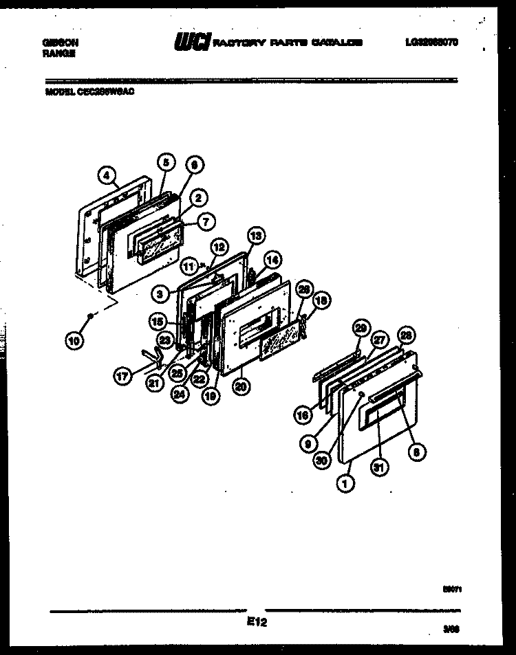 DOOR PARTS Diagram and Parts List for CEC2S5WSAC  Gibson Range