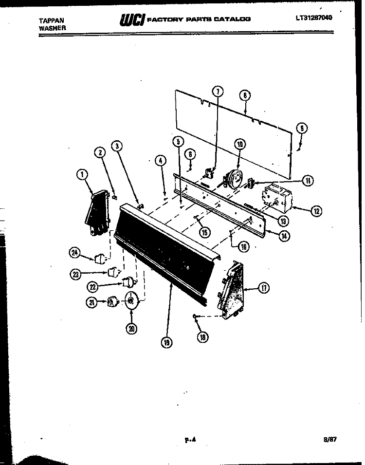 CONSOLE AND CONTROL PARTS Diagram and Parts List for 46-2837-23-02  Tappan Washer