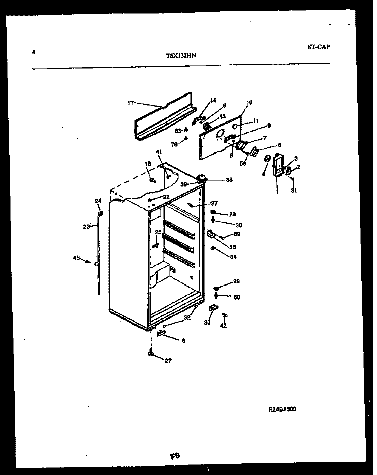 CABINET PARTS Diagram and Parts List for TSX130HN1D  Kelvinator Refrigerator