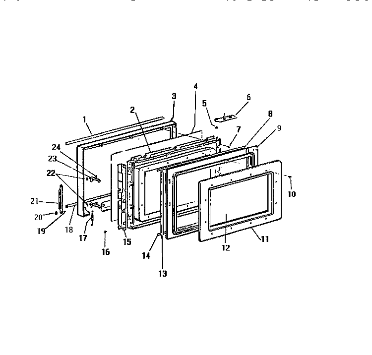 DOOR Diagram and Parts List for KM650HXM  Frigidaire Microwave