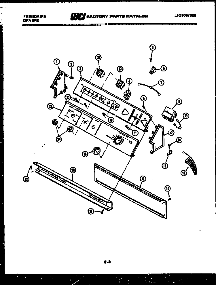 CONSOLE AND CONTROL PARTS Diagram and Parts List for DEC5DW1  Frigidaire Dryer