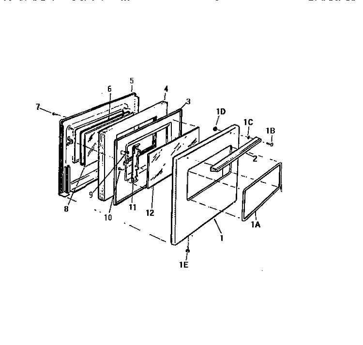 DOOR Diagram and Parts List for GF716HXH2  Frigidaire Wall Oven