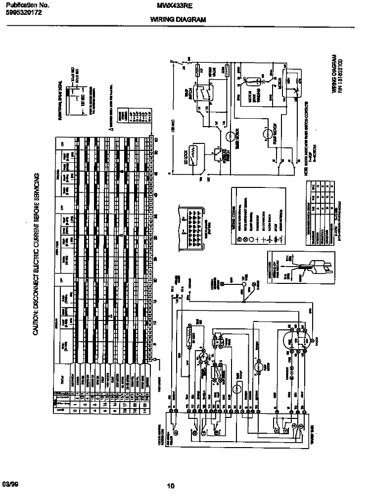 WIRING DIAGRAM Diagram and Parts List for MWX433RED3  Frigidaire Washer
