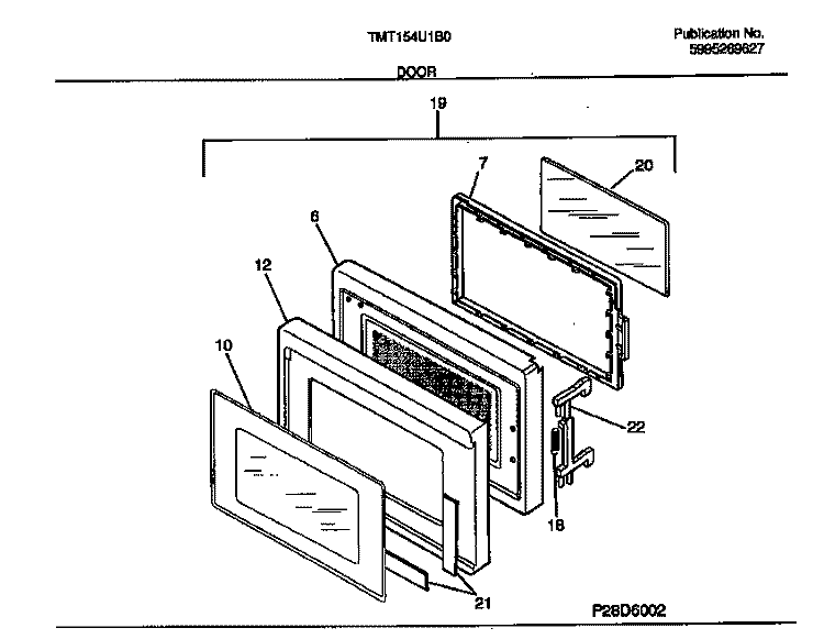 DOOR Diagram and Parts List for TMT154U1B0  Tappan Microwave