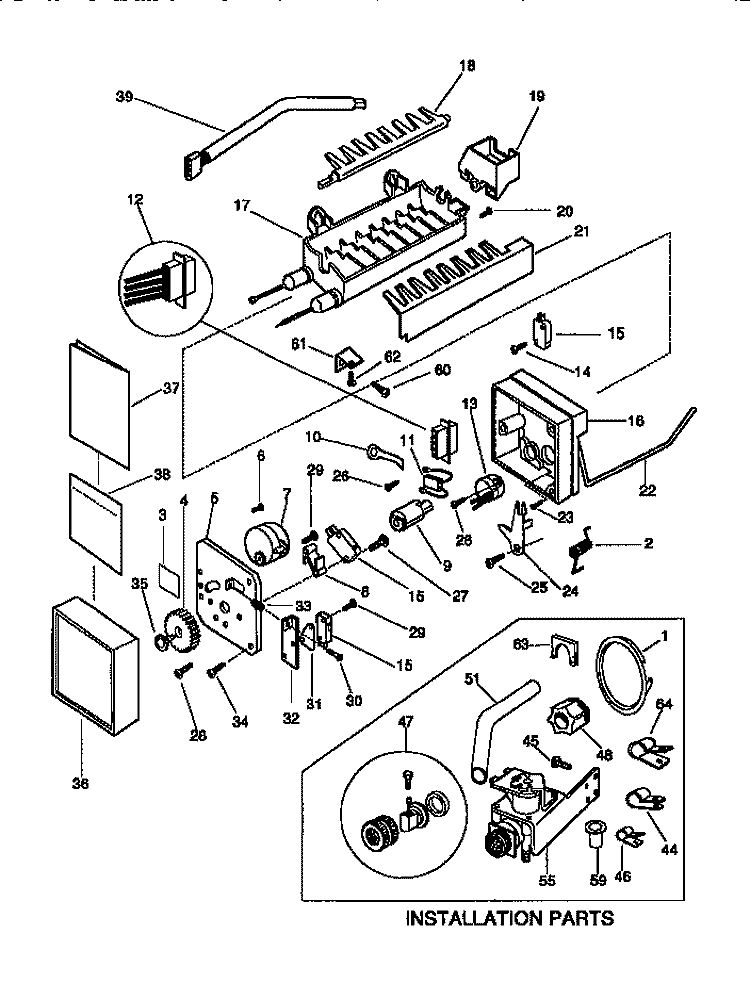 ICE MAKER Diagram and Parts List for F44XH24BD0  Frigidaire Refrigerator