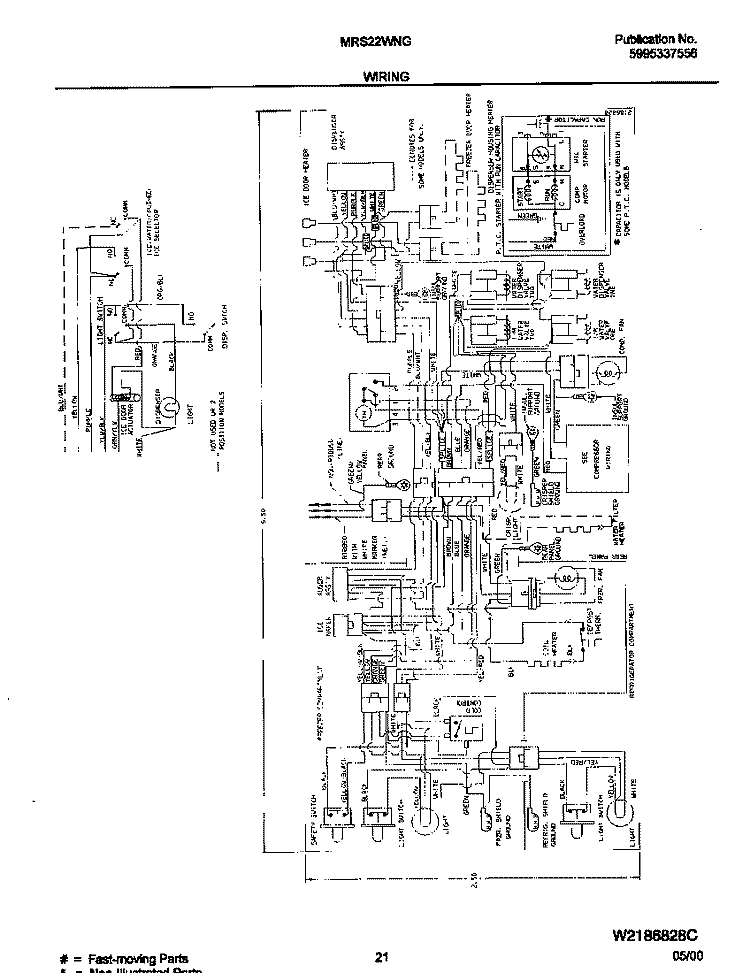 WIRING DIAGRAM Diagram and Parts List for MRS22WNGD0  Frigidaire Refrigerator