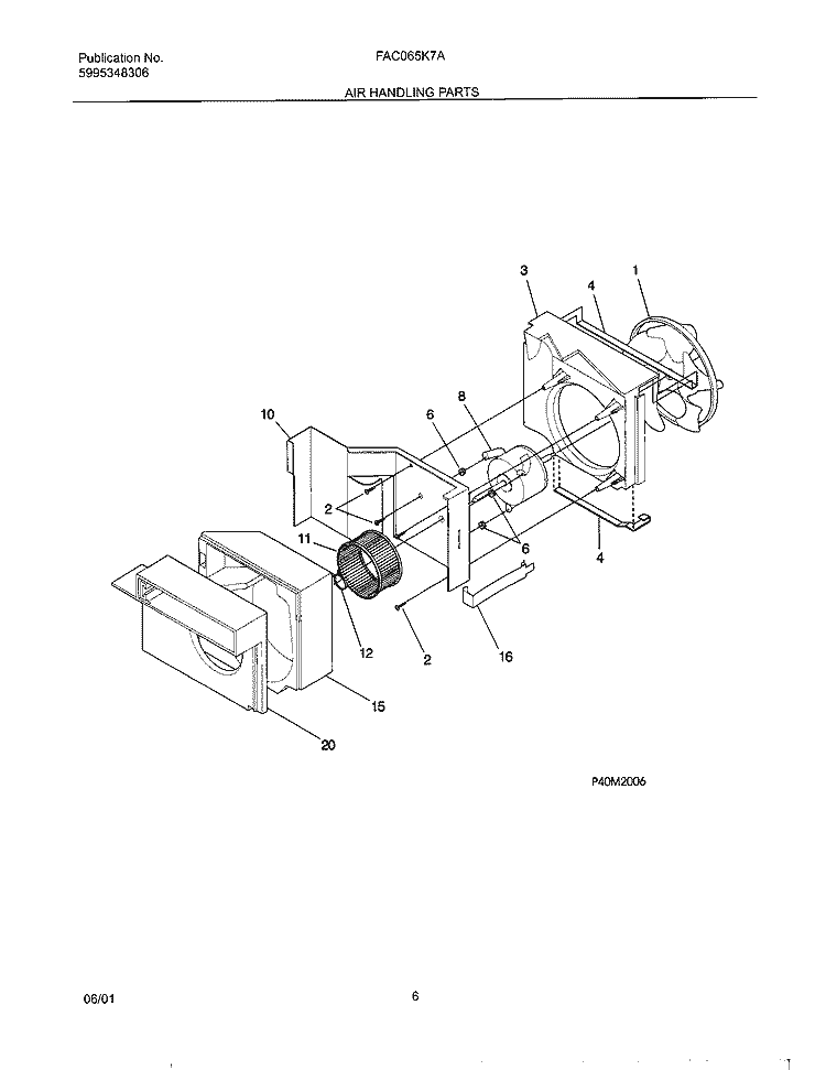 AIR HANDLER Diagram and Parts List for FAC065K7A1  Frigidaire Air Conditioner