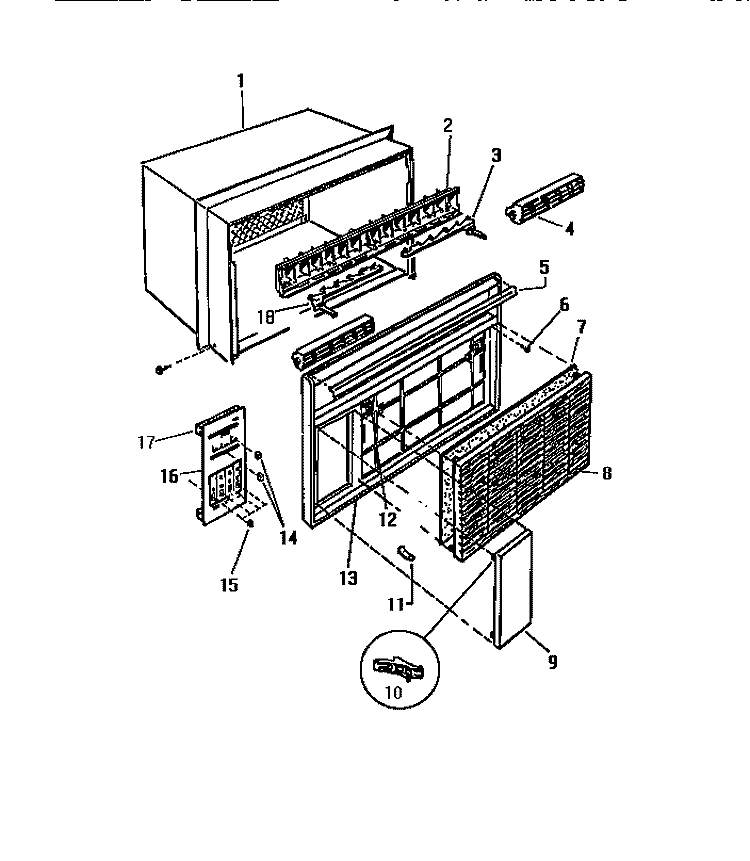 CABINET, FRONT, WRAPPER Diagram and Parts List for AS189J2K1  Frigidaire Air Conditioner