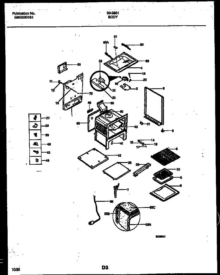BODY PARTS Diagram and Parts List for 30-3981-00-04  Tappan Range