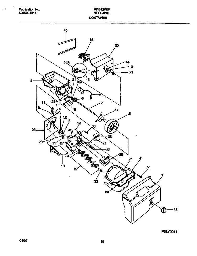 CONTAINER Diagram and Parts List for MRS24WIFW0  Frigidaire Refrigerator