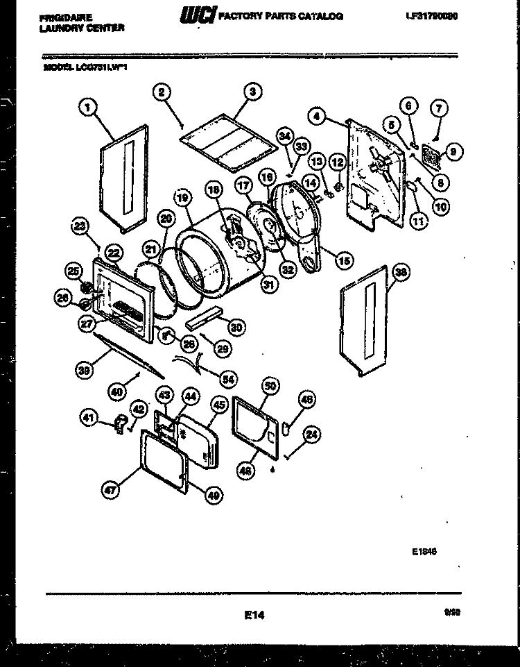 CABINET AND COMPONENT PARTS Diagram and Parts List for LCG751LL1  Frigidaire Washer Dryer Combo
