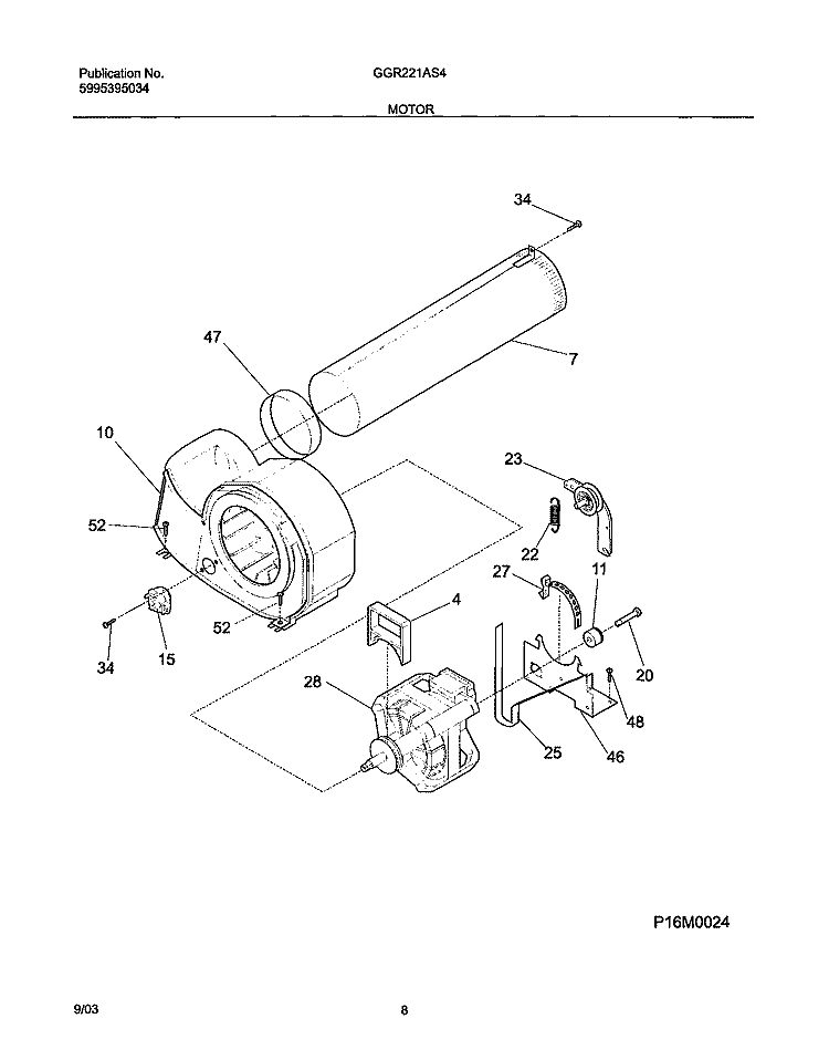 MOTOR Diagram and Parts List for GGR221AS4  Gibson Dryer