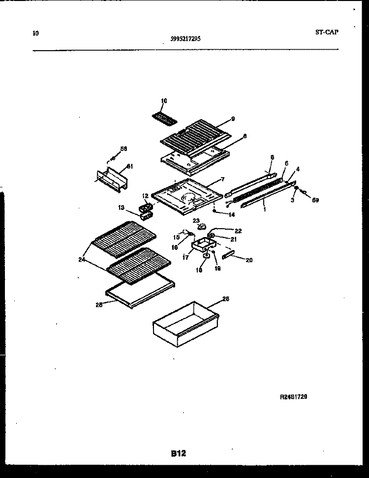 SHELVES AND SUPPORTS Diagram and Parts List for GTL142BK1  Frigidaire Refrigerator