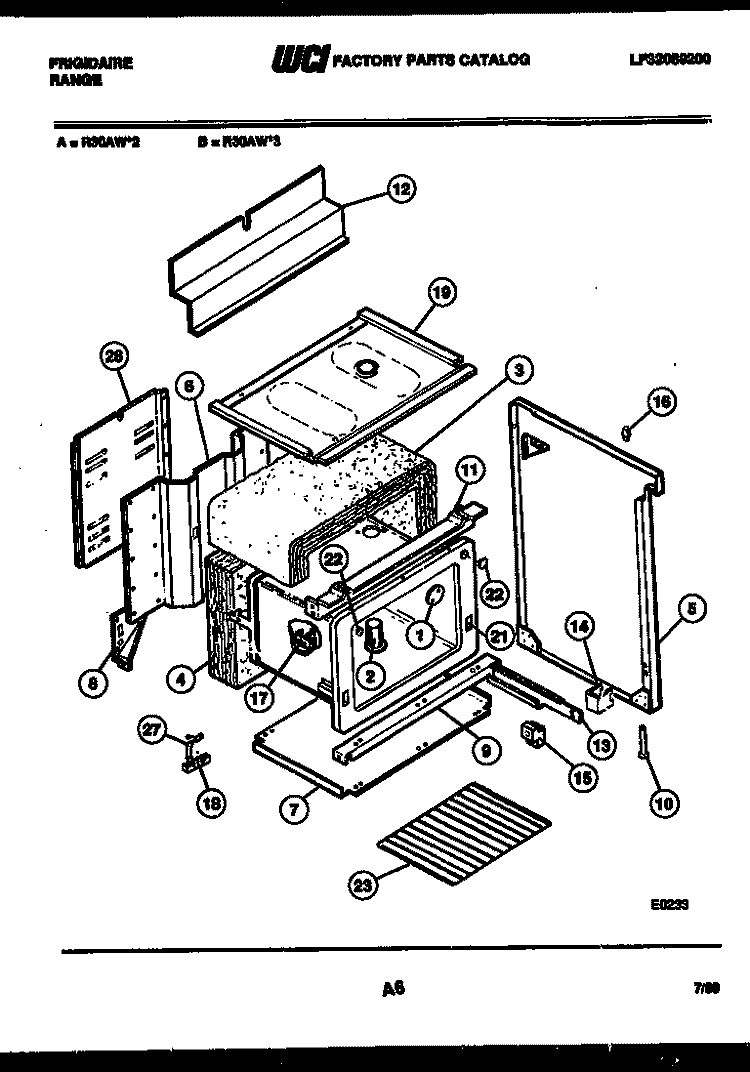 BODY PARTS Diagram and Parts List for R30AF2  Frigidaire Range