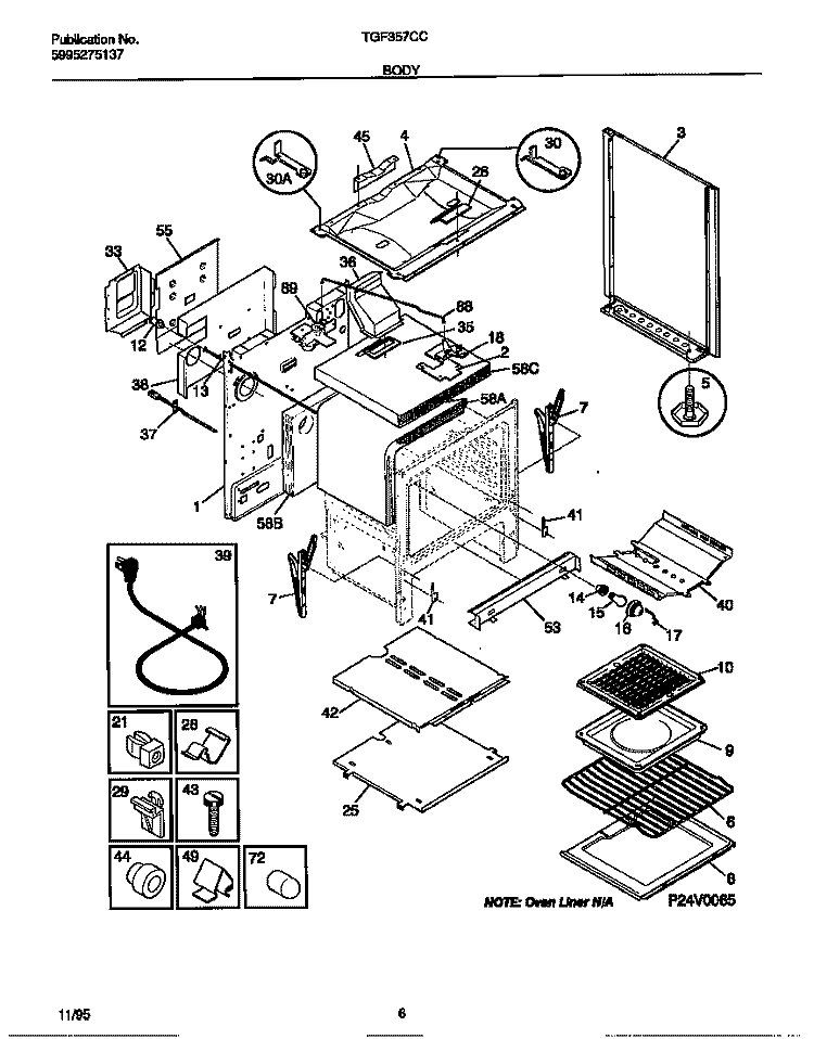 BODY Diagram and Parts List for TGF357CCTB  Tappan Range