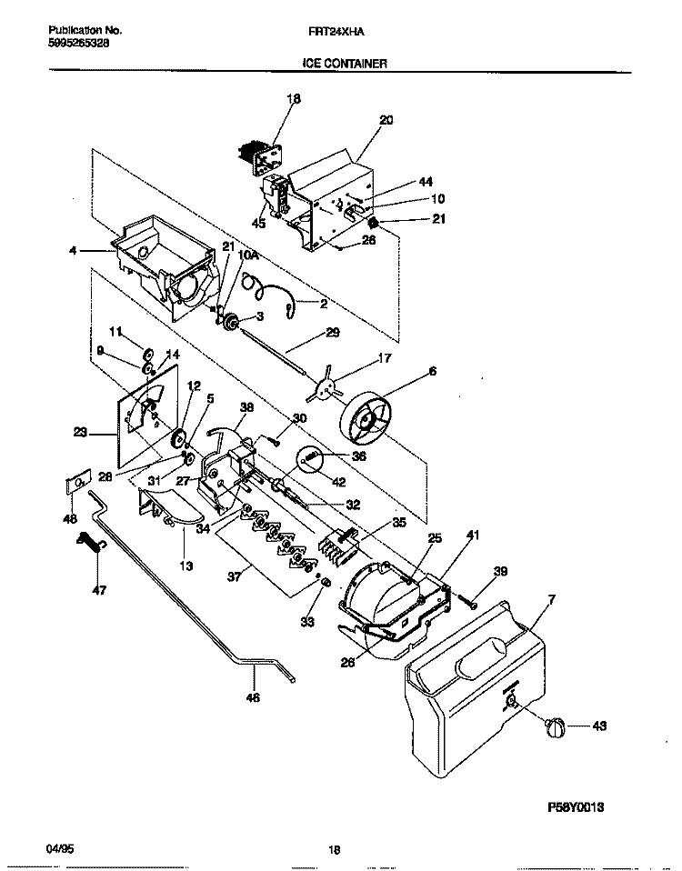 ICE CONTAINER Diagram and Parts List for FRT24XHAD2  Frigidaire Refrigerator