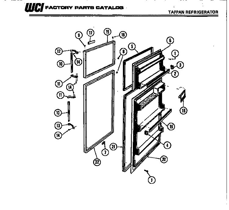 DOOR PARTS Diagram and Parts List for 95-1787-23-01  Tappan Refrigerator