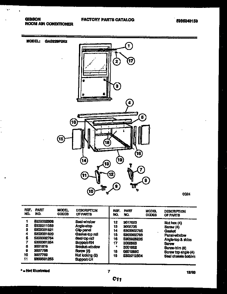 CABINET AND INSTALLATION PARTS Diagram and Parts List for GAS228P2K2  Gibson Air Conditioner