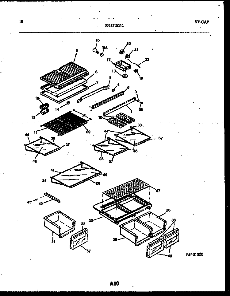 SHELVES AND SUPPORTS Diagram and Parts List for RT179NCH0  Frigidaire Refrigerator