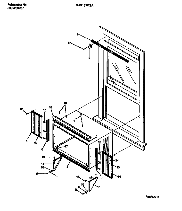 WINDOW MOUNTS Diagram and Parts List for GAS183W2A2  Gibson Air Conditioner