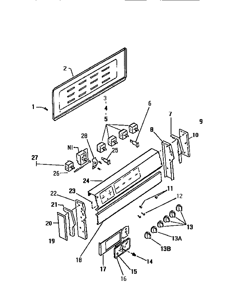 BACKGUARD Diagram and Parts List for RER306CW0  Kelvinator Range