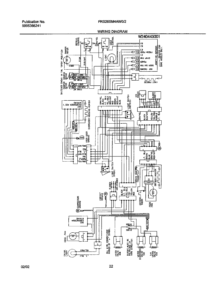 WIRING DIAGRAM Diagram and Parts List for FRS26SM4AW0  Frigidaire Refrigerator