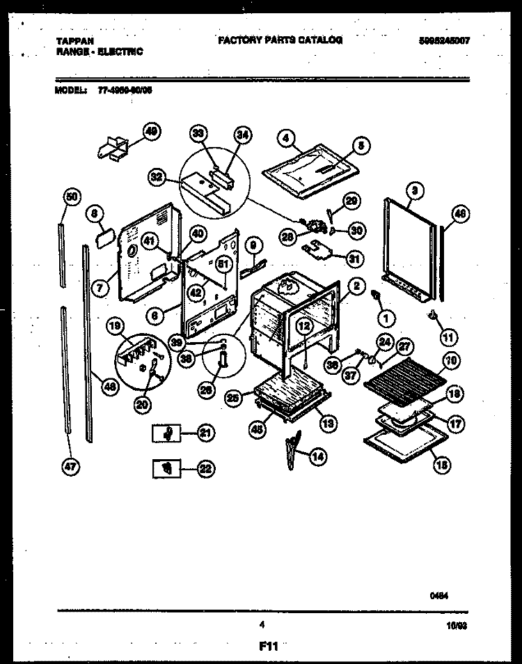 LOWER BODY PARTS Diagram and Parts List for 77-4950-23-05  Tappan Microwave Oven Combo