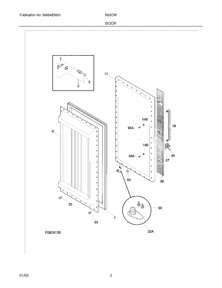 DOOR Diagram and Parts List for R22CW12  Frigidaire Refrigerator