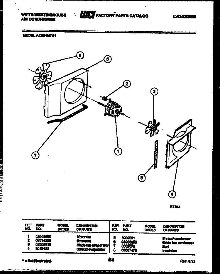 AIR HANDLING PARTS Diagram and Parts List for AC064M7A1  Frigidaire Air Conditioner