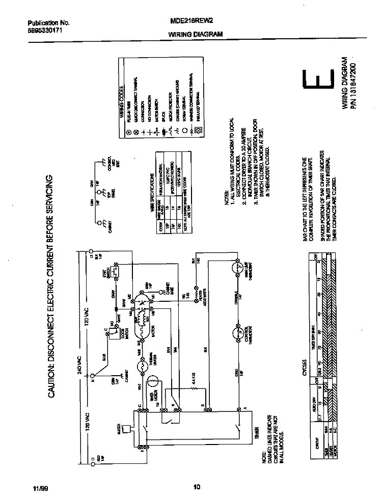WIRING DIAGRAM Diagram and Parts List for MDE216REW2  Frigidaire Dryer