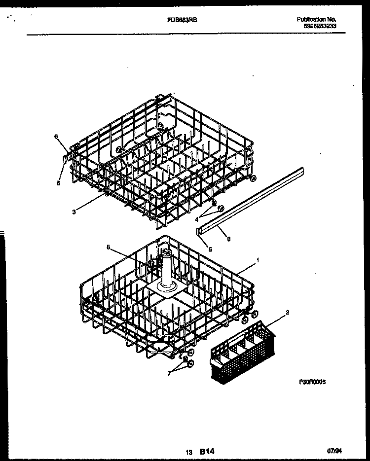 RACKS AND TRAYS Diagram and Parts List for FDB663RBB0  Frigidaire Dishwasher