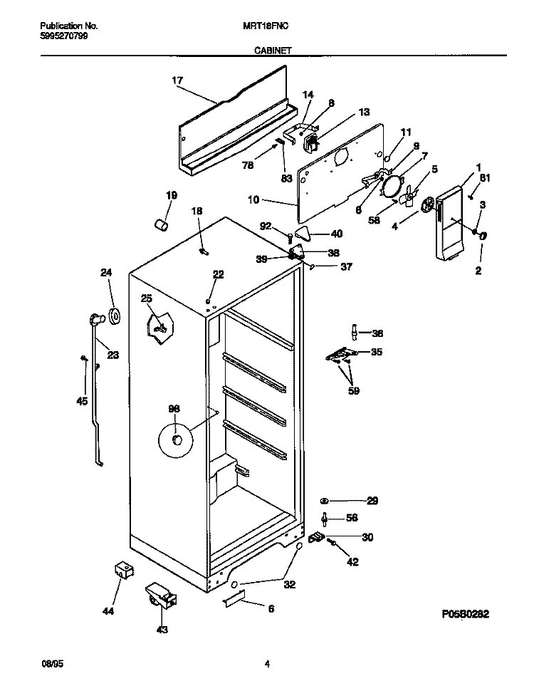 CABINET Diagram and Parts List for MRT18FNCD1  Frigidaire Refrigerator