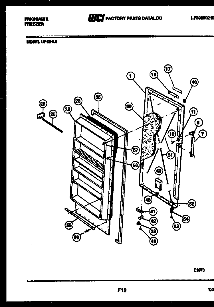 DOOR PARTS Diagram and Parts List for UF13NL2  Frigidaire Freezer