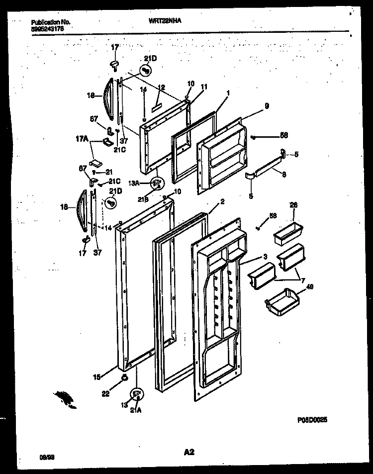 DOOR PARTS Diagram and Parts List for WRT22NHAD0  Frigidaire Refrigerator