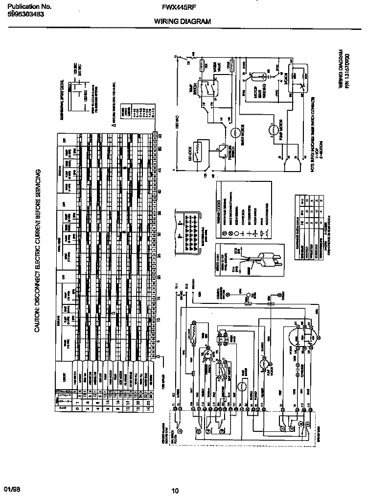 WIRING DIAGRAM Diagram and Parts List for FWX445RFT0  Frigidaire Washer