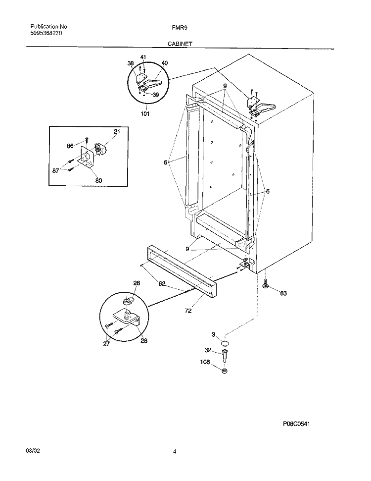 CABINET Diagram and Parts List for FMR9  Electrolux Freezer