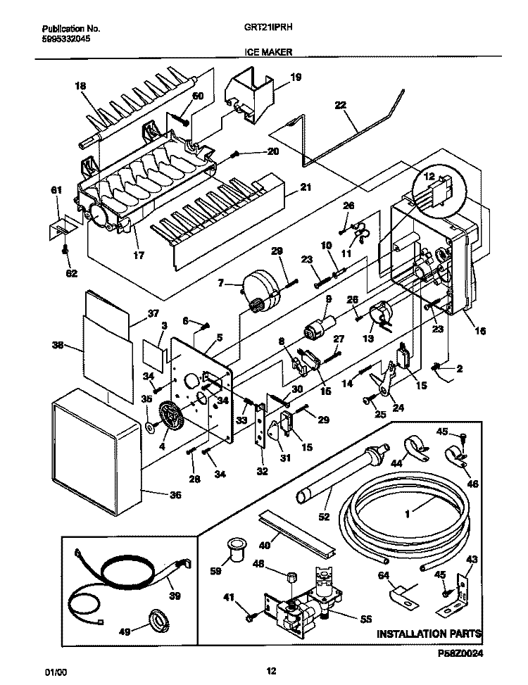 ICE MAKER Diagram and Parts List for GRT21IPRHD1  Gibson Refrigerator