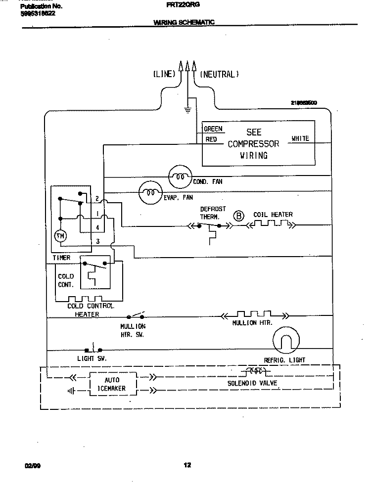 WIRING DIAGRAM Diagram and Parts List for FRT22QRGD3  Frigidaire Refrigerator