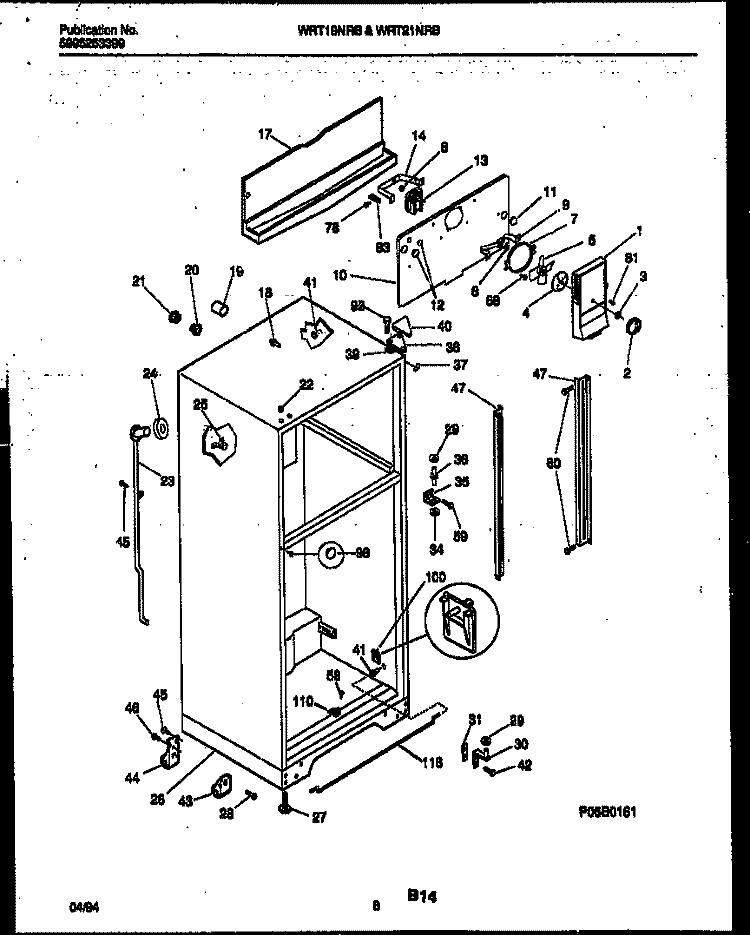 CABINET PARTS Diagram and Parts List for WRT19NRBW0  Frigidaire Refrigerator