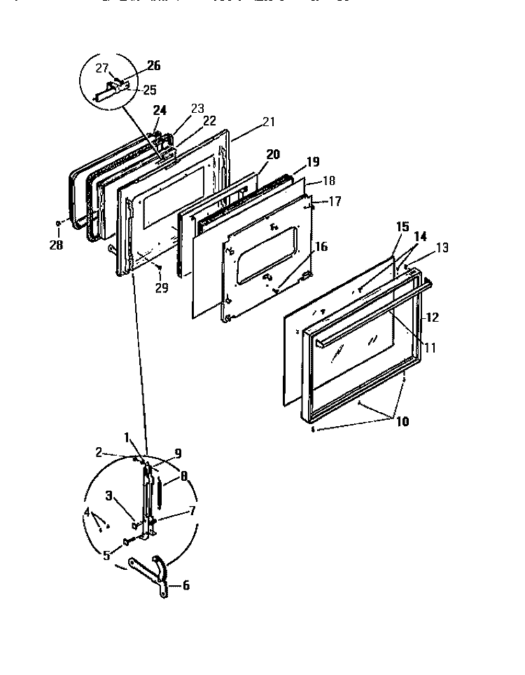 DOOR Diagram and Parts List for KF590HDH2  Frigidaire Wall Oven